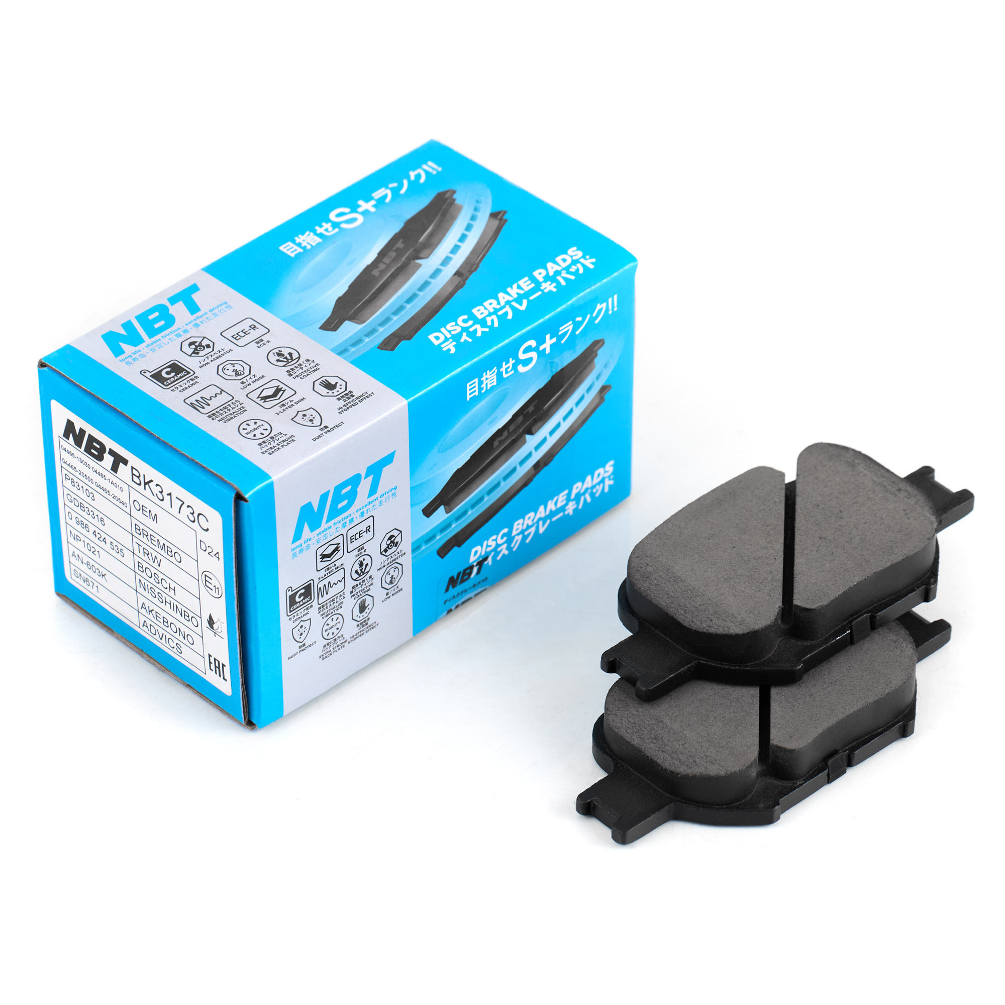 Колодки тормозные дисковые NBT BK3173C / SN671 / AN-603K / NP1021 / 0 986 424 535 / SP1272 / 2352601 / GDB3316 / P83103 / AV829 / GP02180 / D2180H