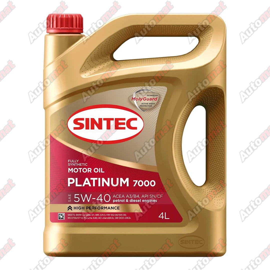 Масло моторное Sintec Platinum 7000 5W-40 SN/CF A3/B4, 4л