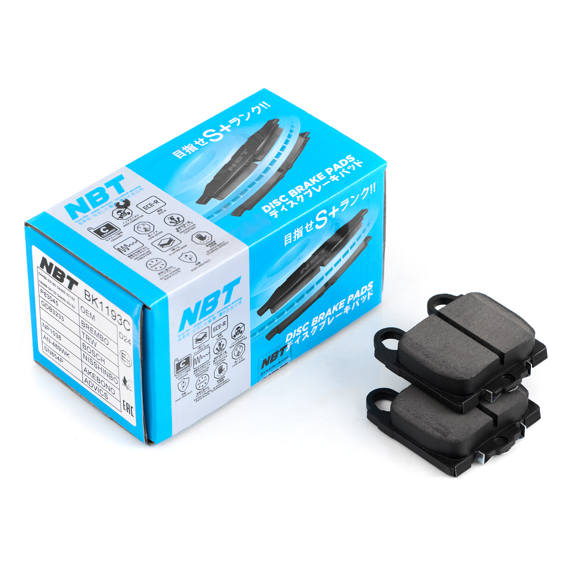 Колодки тормозные дисковые NBT BK1193C / SN854P / AN-489WK / NP1038 / SP1554 / 2342901 / GDB3233 / AV1004 / GP02173 / D2173M